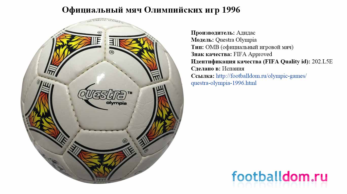 Характеристики мяча Олимпийских игр 1996
